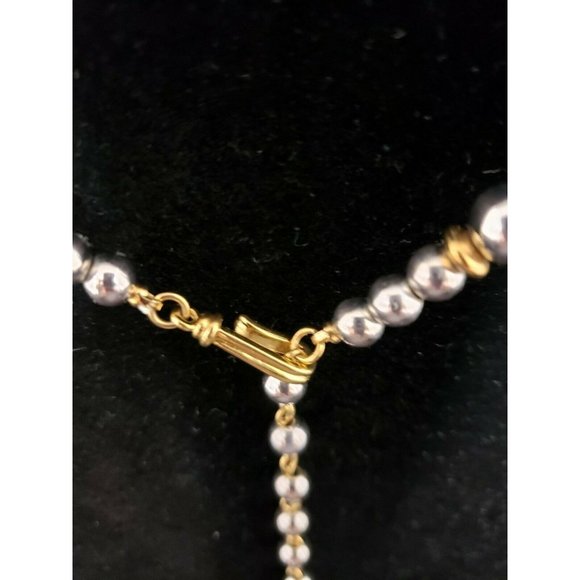 Liz Claiborne Gold and Silver Tone Graduated Bead 17.5 in. Choker Necklace - Picture 5 of 6